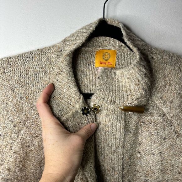 Ruby Rd Oatmeal Fringe Sweater Jacket S - Picture 3 of 5